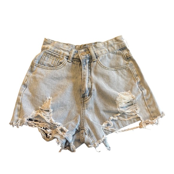Womens SHEIN Distressed Cut‎ Off Denim Shorts size XXS - Picture 1 of 6